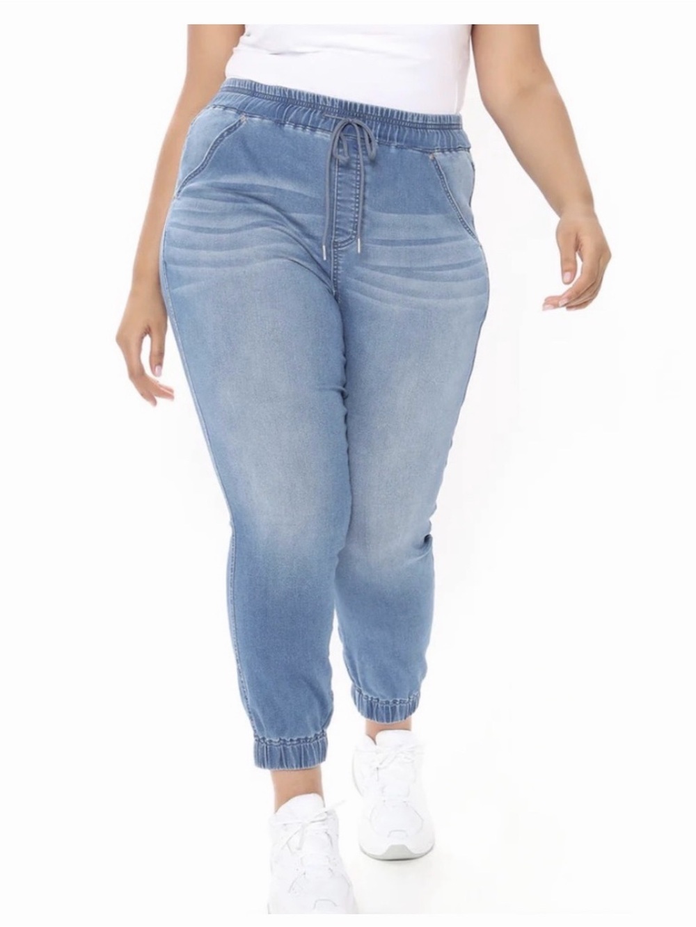 Fashion Nova Light Blue Plus Size Denim Jogger Jeans